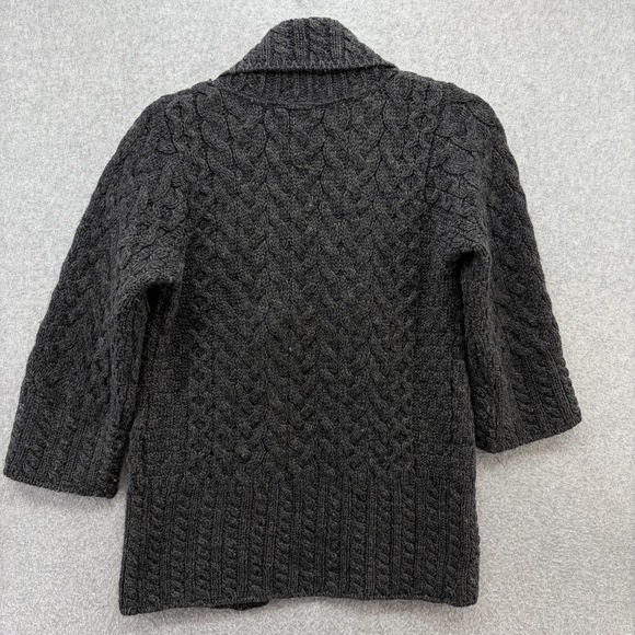 Inis Crafts Cardigan Sweater Womens Small Gray Merino Wool Cable Knit Shawl - Picture 4 of 7
